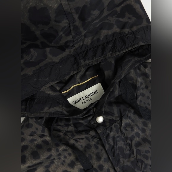 Saint Laurent Paris - Leopard Print/Dark Grey Polyamide Parka - Size F40 - $4500 - Picture 4 of 10